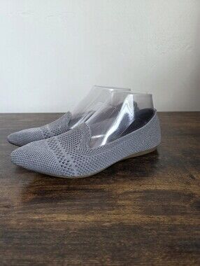 Gray Knit Pointed Toe Ballet Flat Shoes Slip On Preppy Comfy Office School 6